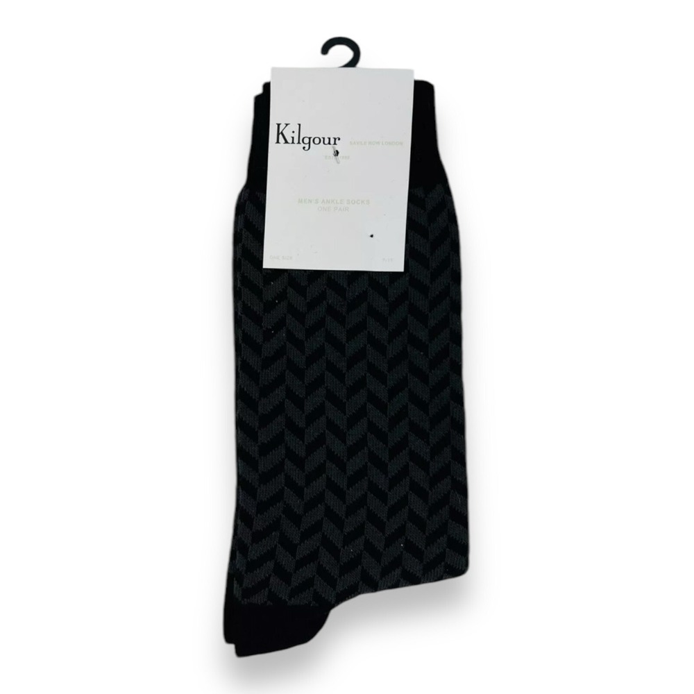 NWT Kilgour Black & Gray Cotton Nylon Mens Dress Socks
